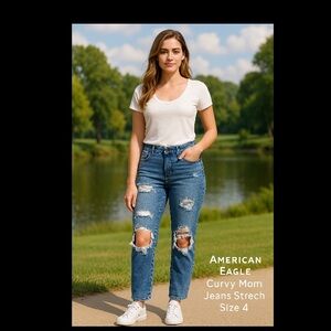 American Eagle Outfitters Blue High Rise Distressed Jeans